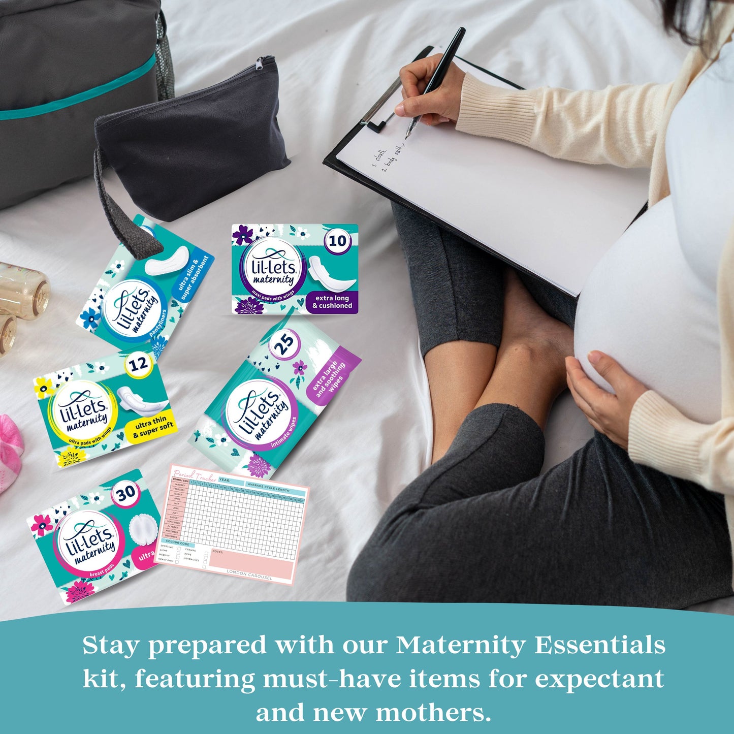 Hospital Bag Maternity Essentials Bundle with Lil Lets Maternity Pads and Breast Pads