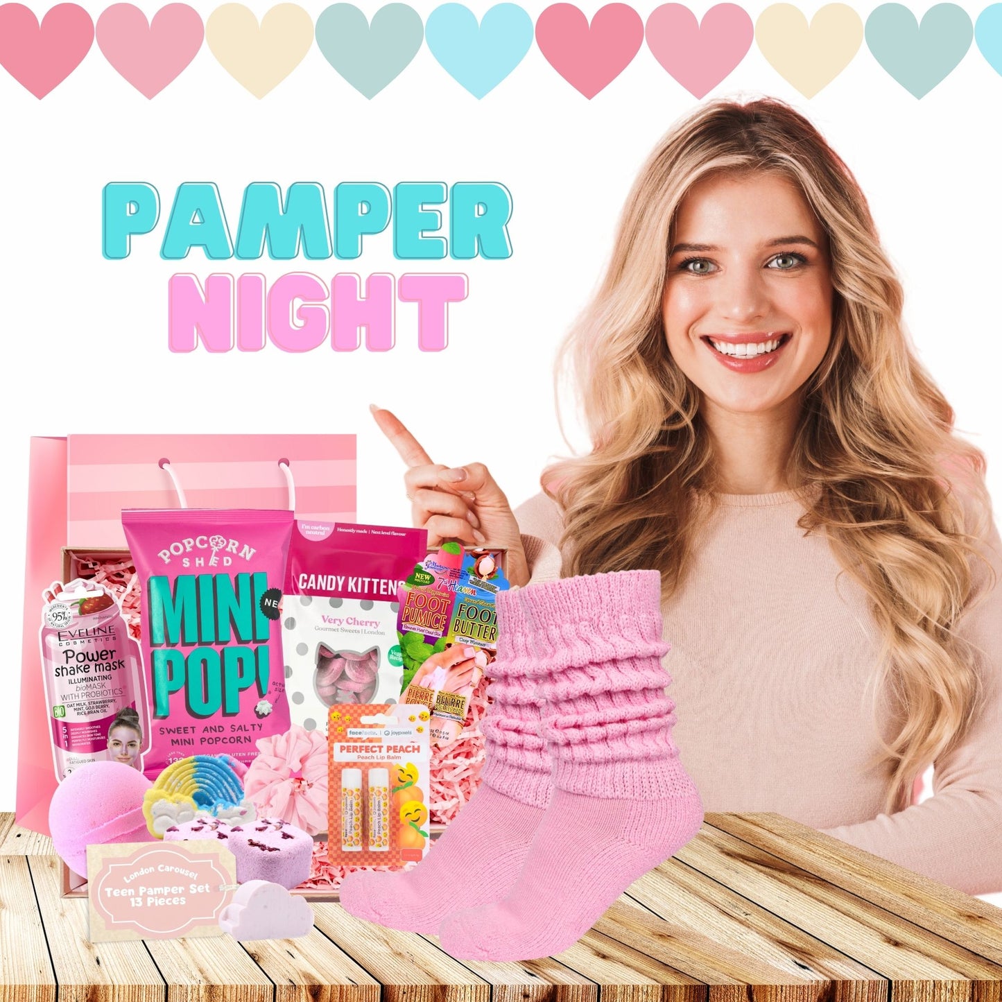 Ultimate Pamper Gift Set for Her - Hug in a Box with Socks, Bath Bombs, Face Masks & More