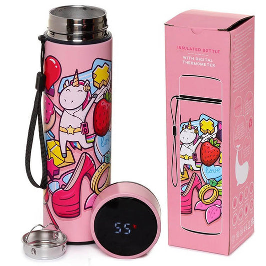 Magical Unicorn 450ml Thermal Bottle with Digital Thermometer