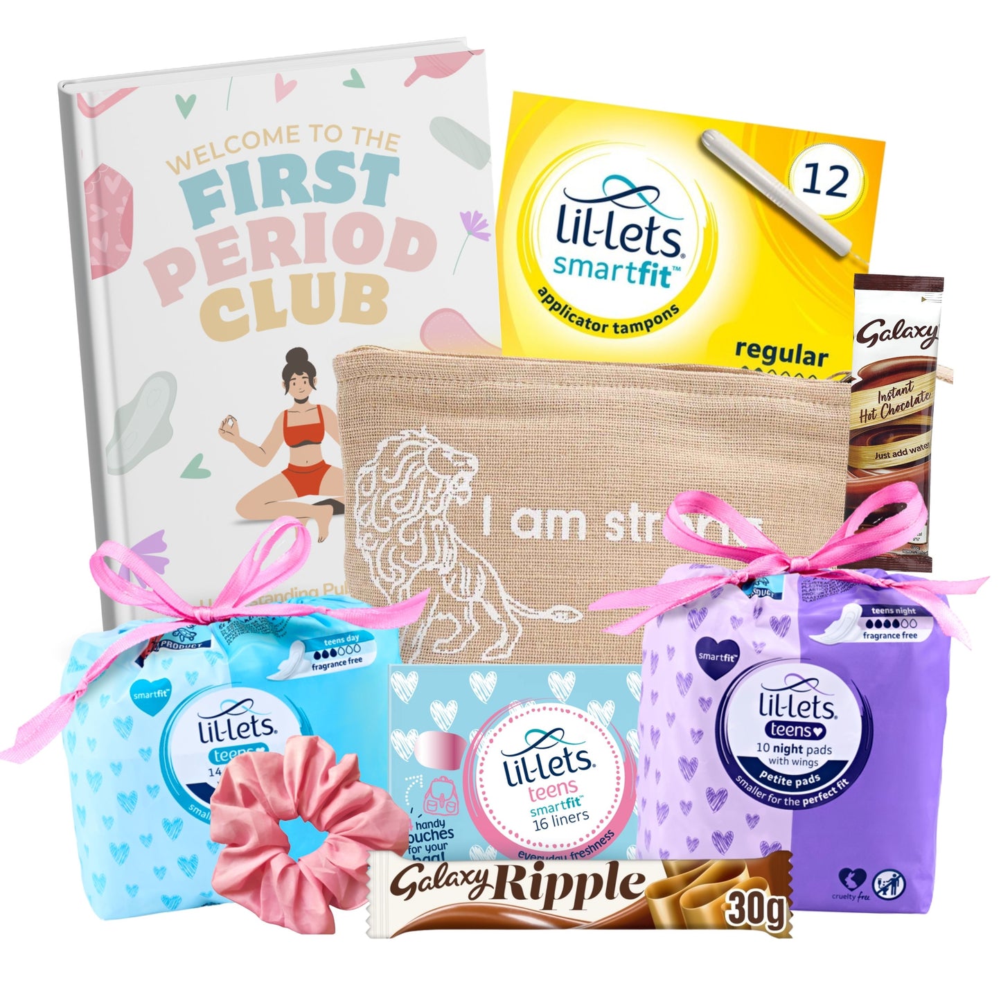 First Period Kit for Girls –  First Period Club Book, Lil-Lets Teen Pads, Tampons & Sweet Treats