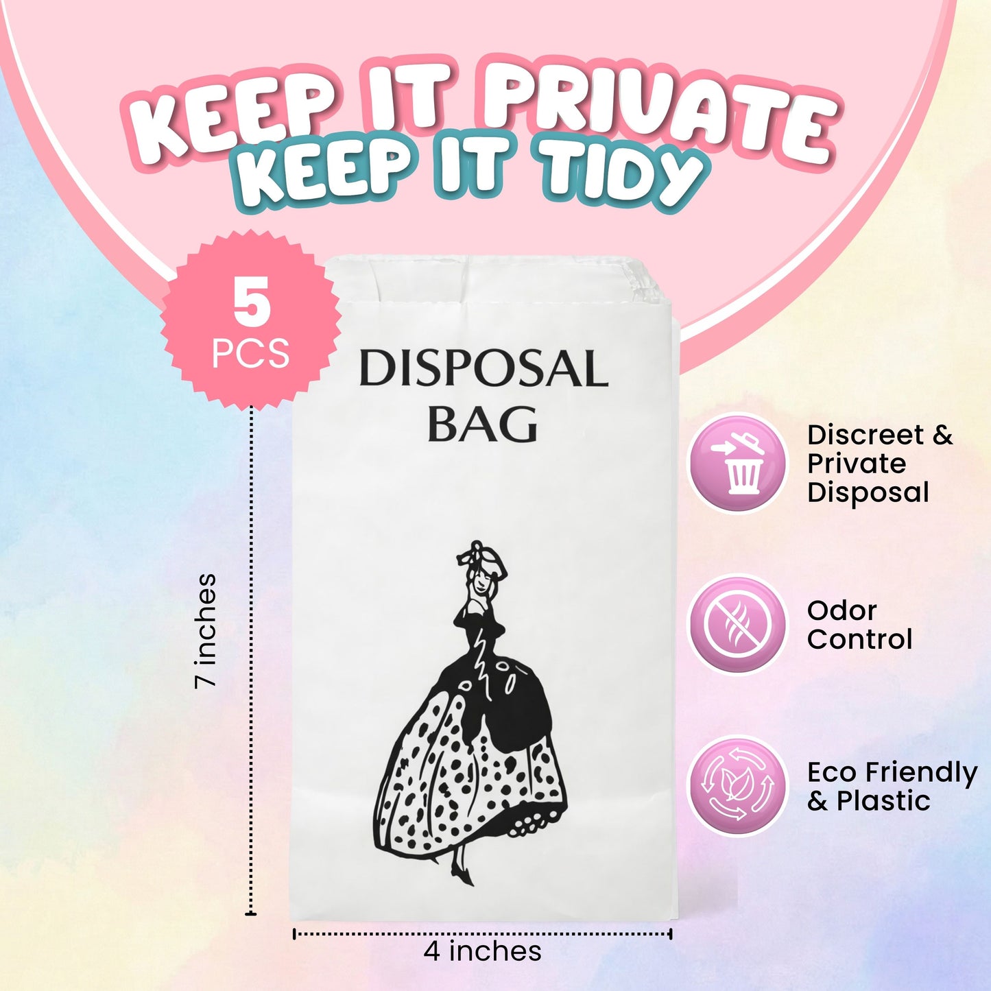 Sanitary Pad Storage Bag: Emergency Kit with Flushable Wipes & Disposal Bags