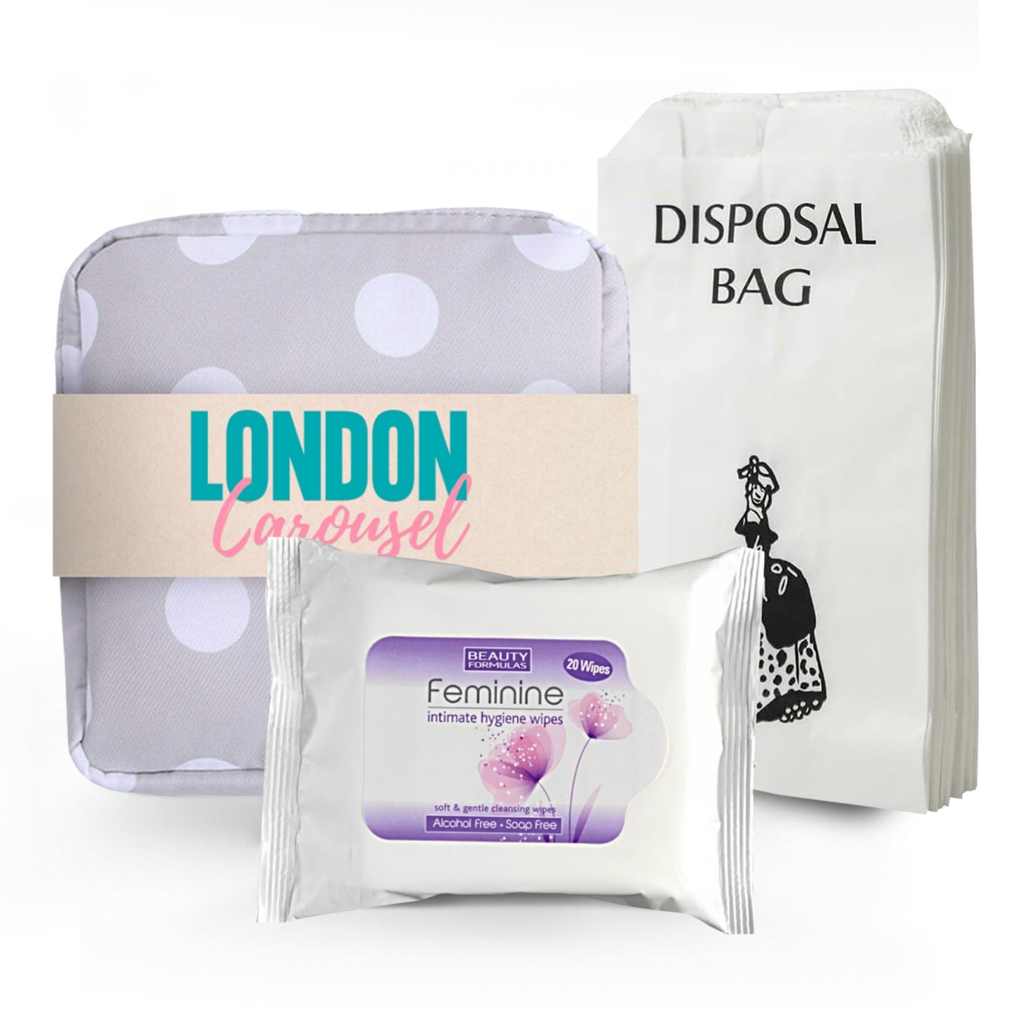 Sanitary Pad Storage Bag: Emergency Kit with Flushable Wipes & Disposal Bags